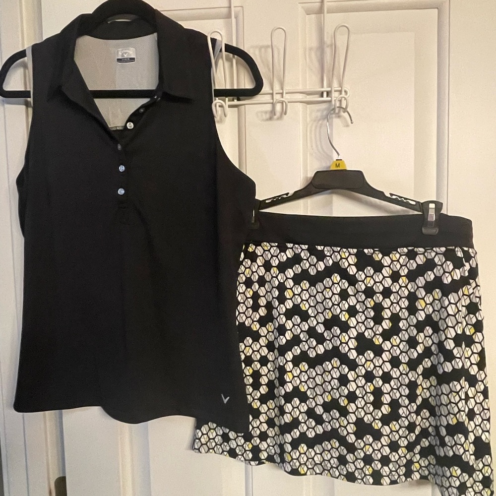 Callaway Women's geo print golf skirt- Medium and coordinating shirt - Large. ⛳️